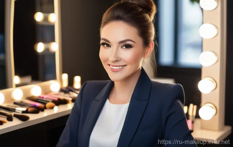 메이크업아티스트 이직 준비 과정 - **Prompt: The Versatile Beauty Professional's Studio**
A highly skilled female beauty expert, ap...