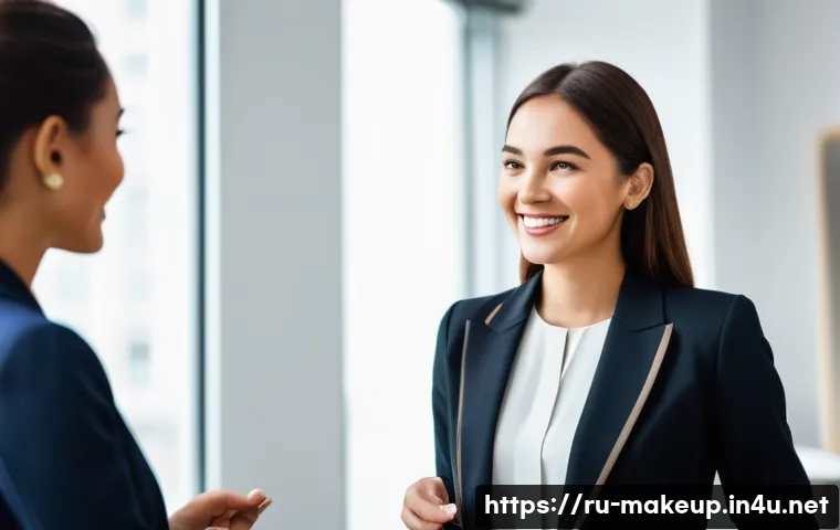 메이크업아티스트 인맥 관리 전략 - A vibrant, professional networking event for beauty industry specialists. A young female professiona...